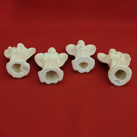 Vintage White Angel Playing Musical Instrument Set Bisque Porcelain Set of 4 - Picture 7 of 13